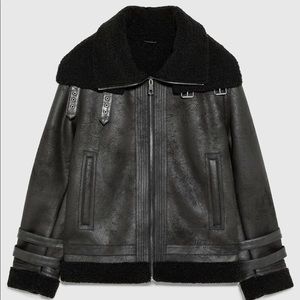 Zara Men’s Double Collar Shearling Coat